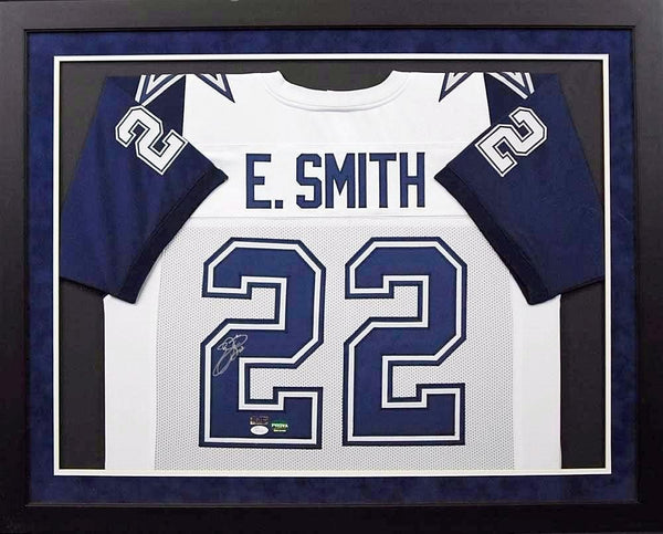 EMMITT SMITH AUTOGRAPHED DALLAS COWBOYS #22 FRAMED JERSEY JSA