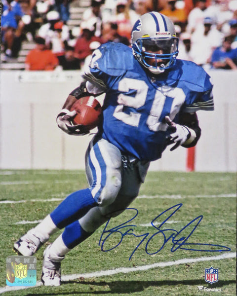 Barry Sanders Signed Detroit Lions Running With Football Action 8x10 Photo - SS