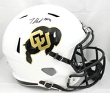 Travis Hunter Signed Colorado Buffaloes F/S White Speed Helmet- Beckett W Holo