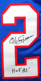 O. J. Simpson Autographed Blue Pro Style Jersey w/ HOF- JSA Witnessed *Black