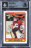 Flames Mike Vernon Authentic Signed 1990 Topps #351 Card BAS Slabbed