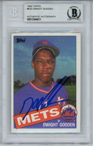 Dwight Gooden Autographed 1985 Topps Rookie Trading Card BAS Slab 34424