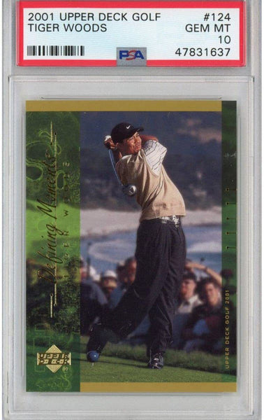 Graded 2001 Upper Deck Golf TIGER WOODS #124 Rookie RC Golf Card PSA 10 Gem Mint