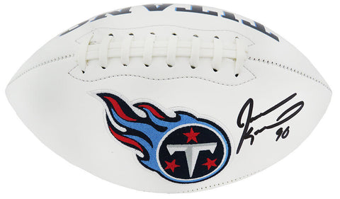Jevon Kearse Signed Tennessee Titans Logo White Panel Football - (SCHWARTZ COA)