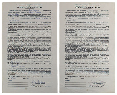 George Foreman & Aaron Eastling Signed 8.5x14 1970 2 Page Fight Contract BAS