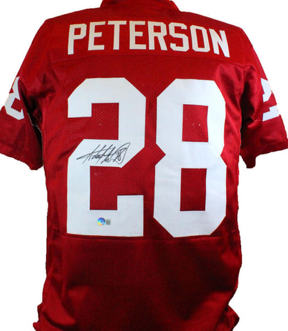 Adrian Peterson Autographed Crimson College Style Jersey- Beckett W Hologram