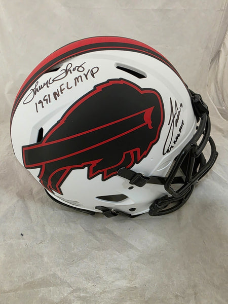 JOSH ALLEN & THURMAN THOMAS "MVP" SIGNED BILLS LUNAR AUTHENTIC HELMET BECKETT