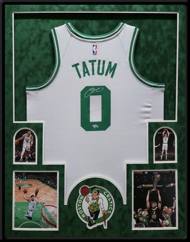 FRAMED IN SUEDE BOSTON CELTICS JAYSON TATUM AUTOGRAPHED JERSEY FANATICS HOLO
