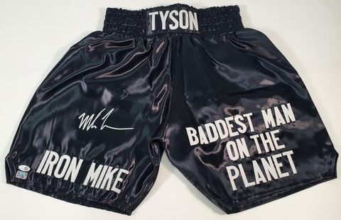Iron Mike Tyson Signed "Baddest Man on the Planet" Boxing Trunks (Beckett)