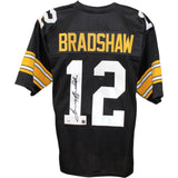 Terry Bradshaw Autographed/Signed Pro Style Black Jersey PSA 44086