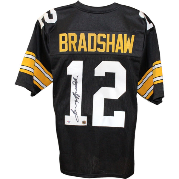 Terry Bradshaw Autographed/Signed Pro Style Black Jersey PSA 44086
