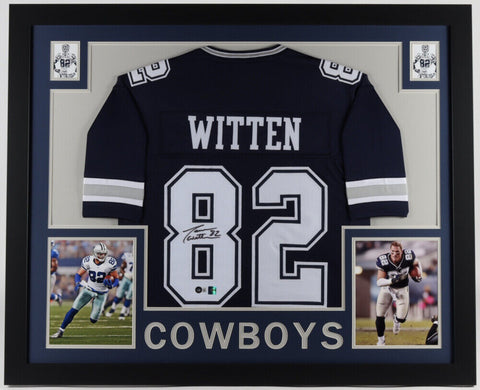 Jason Witten Signed Dallas Cowboy 35x43 Framed Jersey Display Beckett All Pro TE