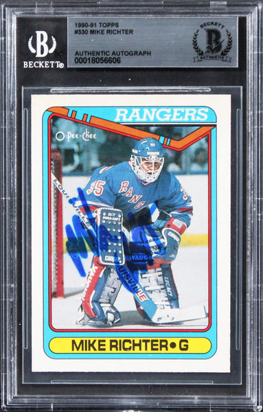 Rangers Mike Richter Authentic Signed 1990 Topps #330 Card BAS Slabbed
