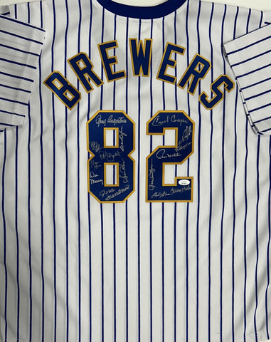 1982 Milwaukee Brewers Team Signed Replica Pinstripe Jersey - 15 Sigs - JSA