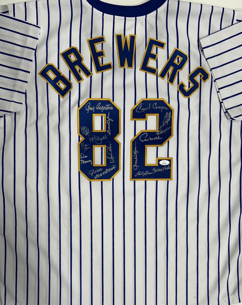 1982 Milwaukee Brewers Team Signed Replica Pinstripe Jersey - 15 Sigs - JSA