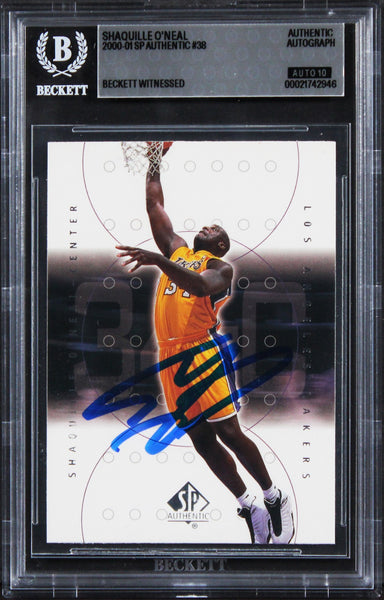 Lakers Shaquille O'Neal Signed 2000 SP Authentic #38 Card Auto 10! BAS Slabbed