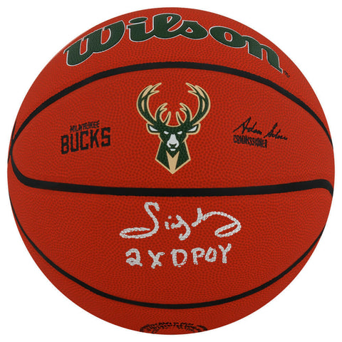 Sidney Moncrief Signed Bucks Logo Wilson NBA Basketball w/2x DPOY (SCHWARTZ COA)