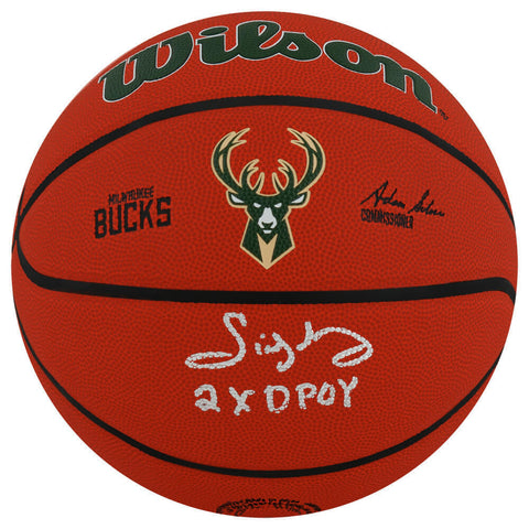 Sidney Moncrief Signed Bucks Logo Wilson NBA Basketball w/2x DPOY (SCHWARTZ COA)