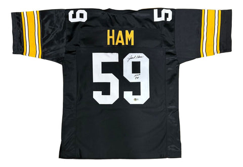 Jack Ham Pittsburgh Signed Black Football Jersey HOF 88 BAS