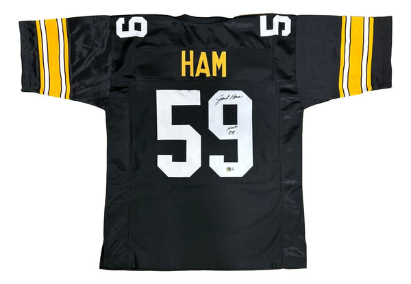 Jack Ham Pittsburgh Signed Black Football Jersey HOF 88 BAS