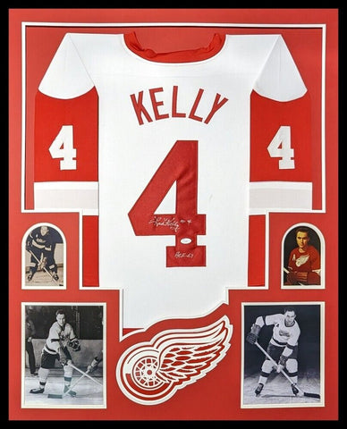 FRAMED DETROIT RED WINGS RED KELLY AUTOGRAPHED SIGNED JERSEY JSA COA