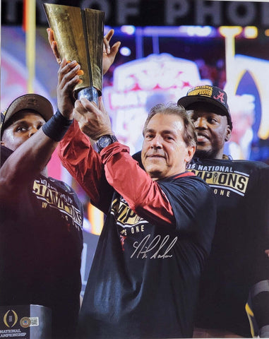 Nick Saban Autographed Alabama National Champion 16x20 Photo Beckett Witnessed