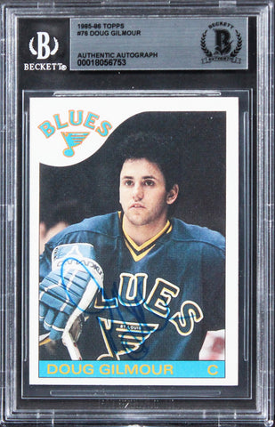 Blues Doug Gilmour Authentic Signed 1985 Topps #76 Card BAS Slabbed
