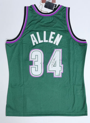 Mil Bucks RAY ALLEN Signed Official Mitchell & Ness Green Jersey AUTO - BECKETT