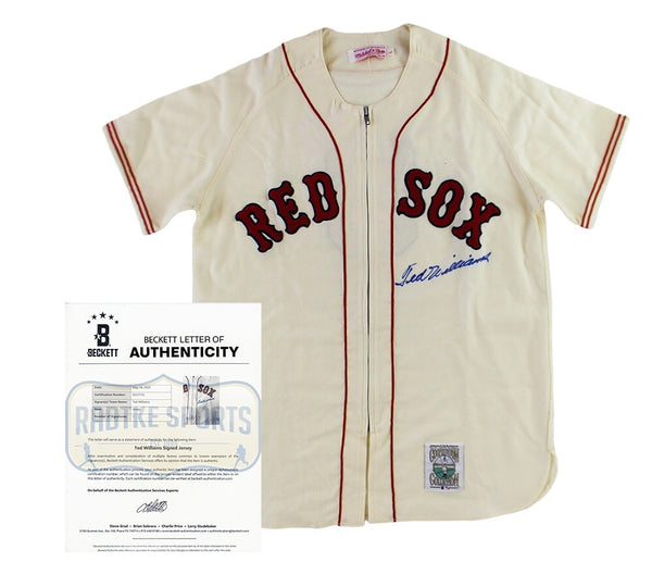 Ted Williams Signed Boston Red Sox Mitchell and Ness Creamy White MLB Jersey