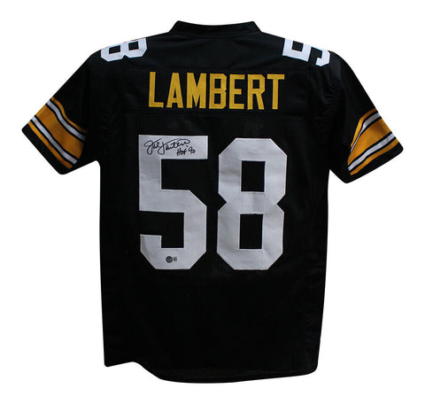 Jack Lambert Autographed/Signed Pro Style Black XL Jersey HOF Beckett 35515