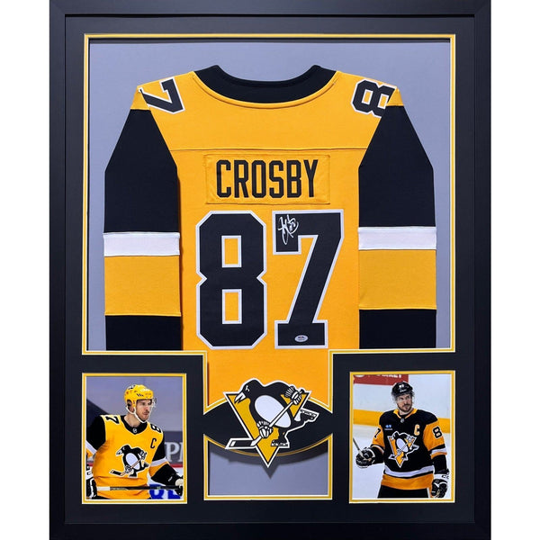 Sidney Crosby Autographed Signed Framed Yellow Penguins Jersey PSA/DNA
