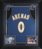 Gilbert Arenas "Agent 0" Signed Blue Pro Style Framed Jersey BAS Witnessed