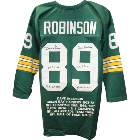 Dave Robinson Autographed Custom Green Stat 2XL Jersey 3 Insc JSA 48494