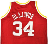 HOUSTON ROCKETS HAKEEM OLAJUWON AUTOGRAPHED RED JERSEY THE DREAM JSA 215698