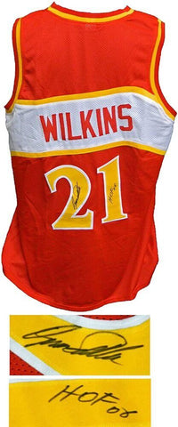 Dominique Wilkins Signed Red Throwback Custom Basketball Jersey w/HOF 06