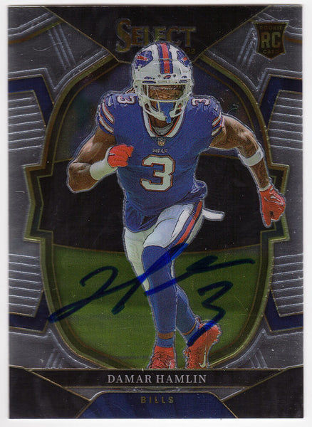 Damar Hamlin Signed Bills 2022 Panini Select Prizm Silver Card #100 - (SS COA)