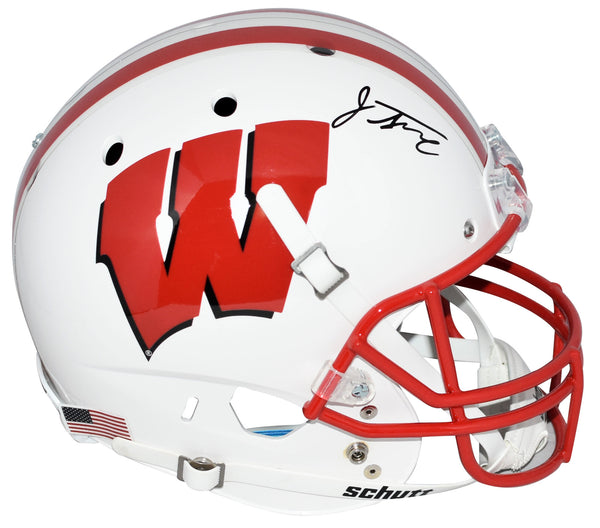JONATHAN TAYLOR AUTOGRAPHED WISCONSIN BADGERS WHITE FULL SIZE HELMET BECKETT