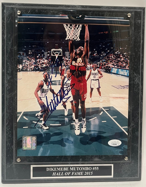 Dikembe Mutombo Autographed 8x10 Photo with Plaque -- Atlanta Hawks | JSA COA
