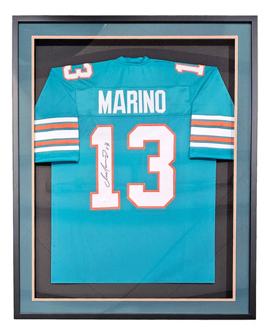 Dan Marino Miami Signed Framed Custom Teal Football Jersey JSA Hologram