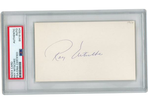 Ray Nitschke Autographed/Signed Green Bay Packers Index Card Slabbed PSA 54903