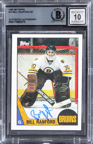 Bruins Bill Ranford Signed 1987 Topps #13 Card Auto Gem Mint 10! BAS Slabbed