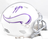 JJ McCarthy Autographed Vikings Alt 2024 Speed Mini Helmet Beckett W Hologram