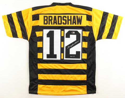 Terry Bradshaw Signed Pittsburgh Steelers Bumble Bee Throwback Jersey (Beckett)