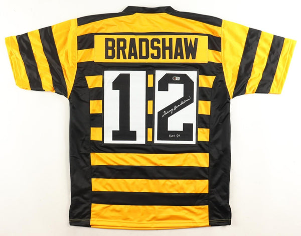 Terry Bradshaw Signed Pittsburgh Steelers Bumble Bee Throwback Jersey (Beckett)