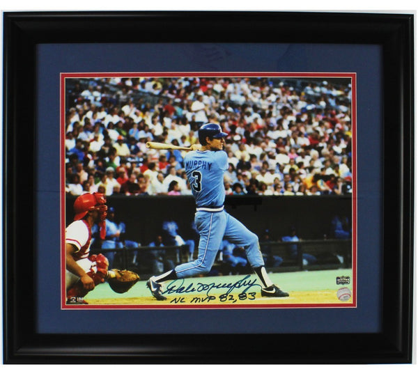 Dale Murphy Signed Atlanta Braves Framed 16x20 Swinging Photo - NL MVP 82, 83
