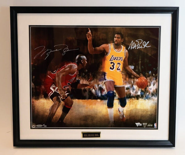 Magic Johnson & Michael Jordan Dual Signed Photo - Fanatics & Upper Deck COAs
