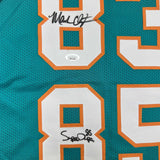 Autographed/Signed Marks Brothers Mark Clayton & Duper Miami Teal Jersey JSA COA