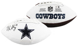 Cowboys Brandon Aubrey Signed Wilson White Panel Logo Football BAS Witnessed