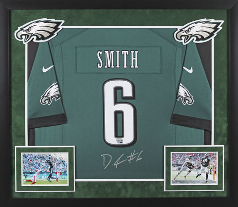 Eagles DeVonta Smith Authentic Signed Green Nike Game Framed Jersey Fanatics