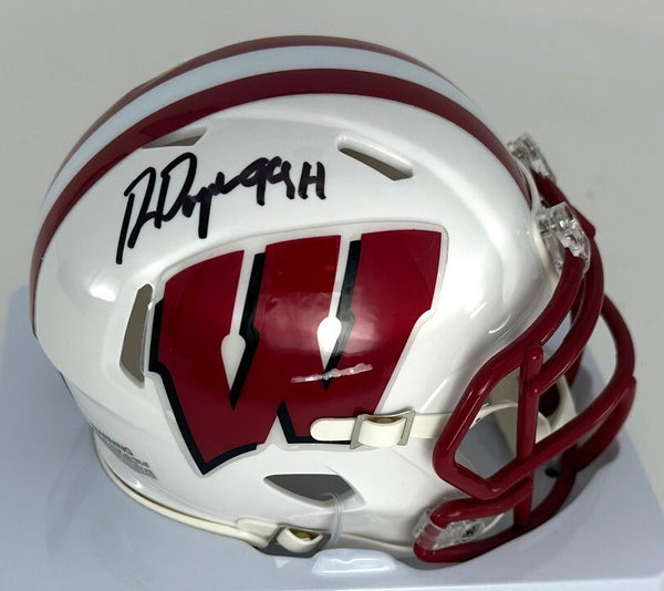 WI Badgers RON DAYNE Signed Riddell Speed Mini Helmet AUTO w/ '99 Heisman - BAS